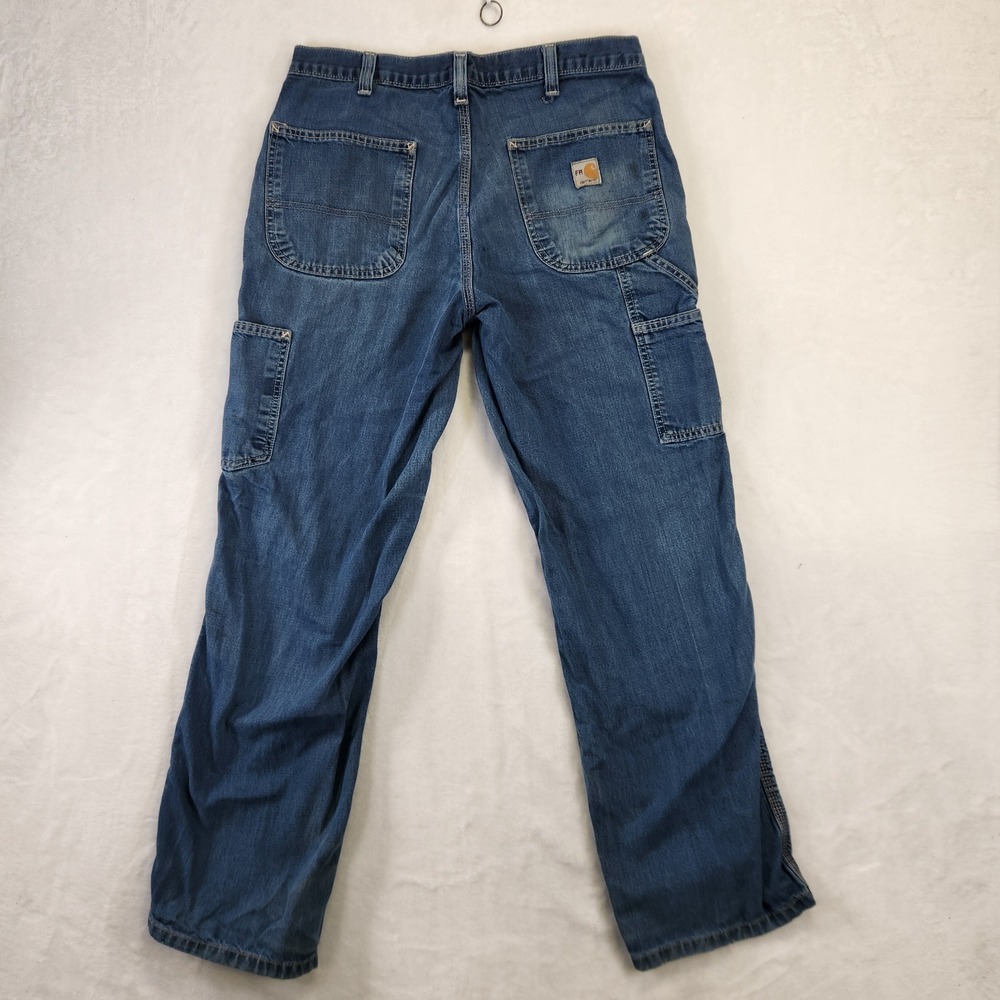 Carhartt FR Men's Relaxed Fit Flame Resistant Carpenter Jeans Blue 33x32 - Picture 6 of 8
